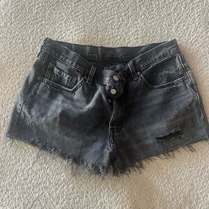 Women's Distressed Black Denim Shorts